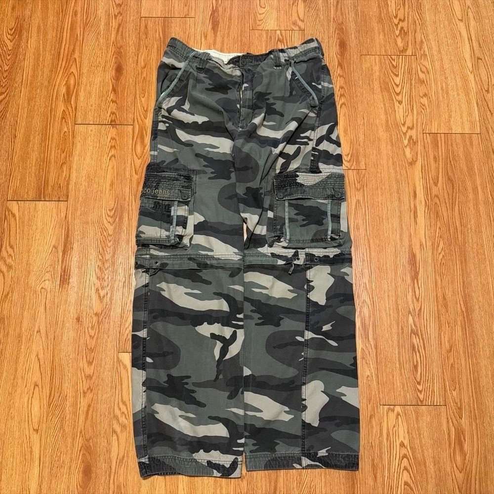PACO Jeans Men's Pants Baggy Y2K Camo Convertible Skater Loose Size 34x32